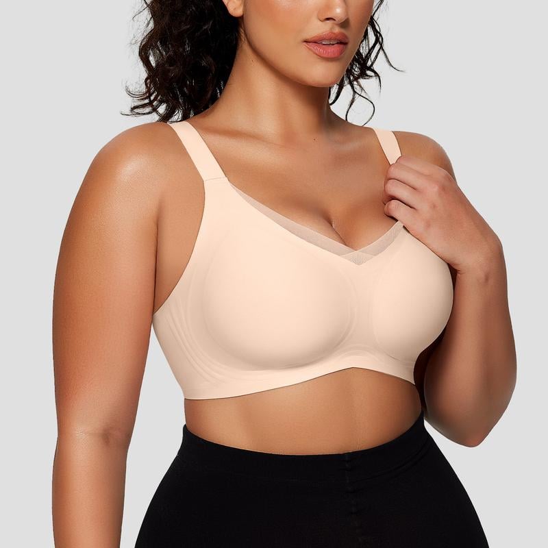 ๐ Women Wireless V Neck Crossover Mesh Bra