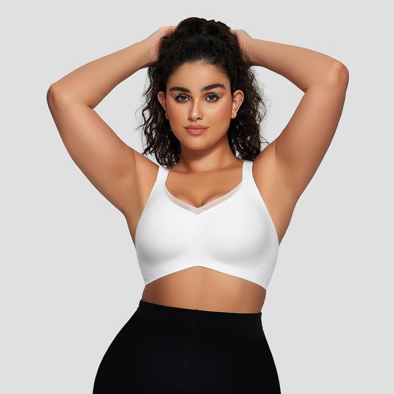 ๐ Women Wireless V Neck Crossover Mesh Bra