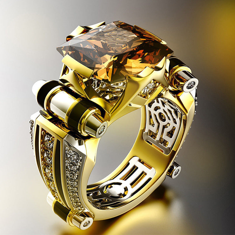 šHot Saleš„Heavy Duty Vintage Zirconia Wide Band Ring