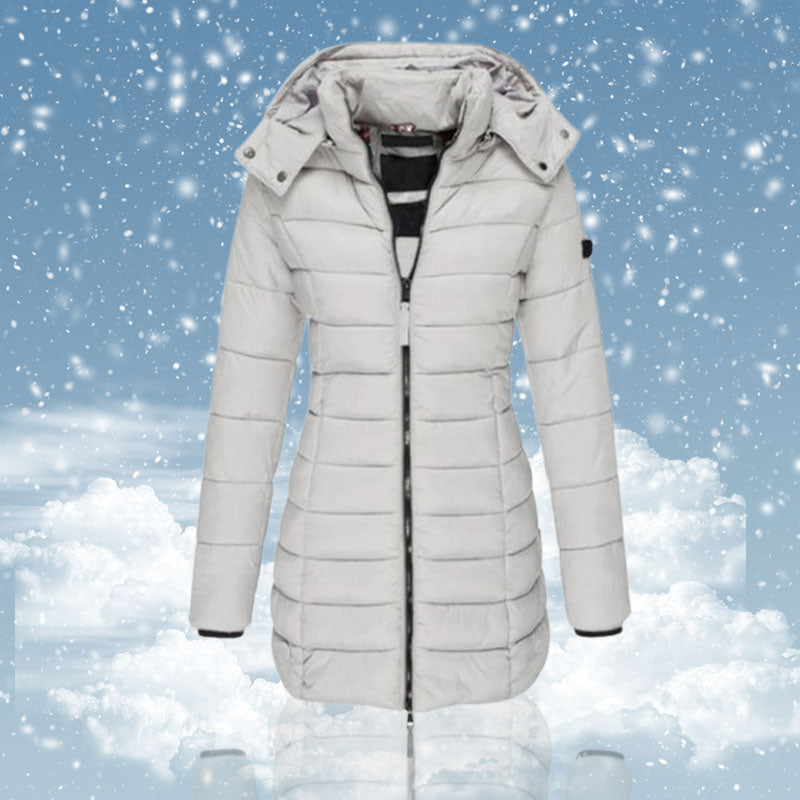 ๐ฅ Winter Women's Mid-length Padded Jacket Warm Solid Color Hooded Jacket