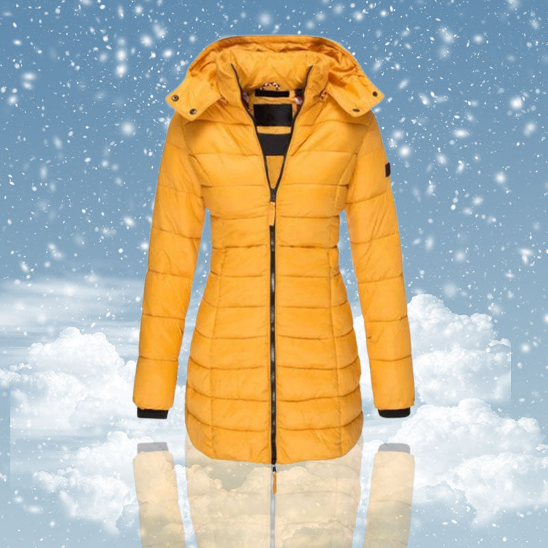 ๐ฅ Winter Women's Mid-length Padded Jacket Warm Solid Color Hooded Jacket
