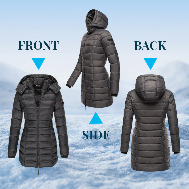 ๐ฅ Winter Women's Mid-length Padded Jacket Warm Solid Color Hooded Jacket