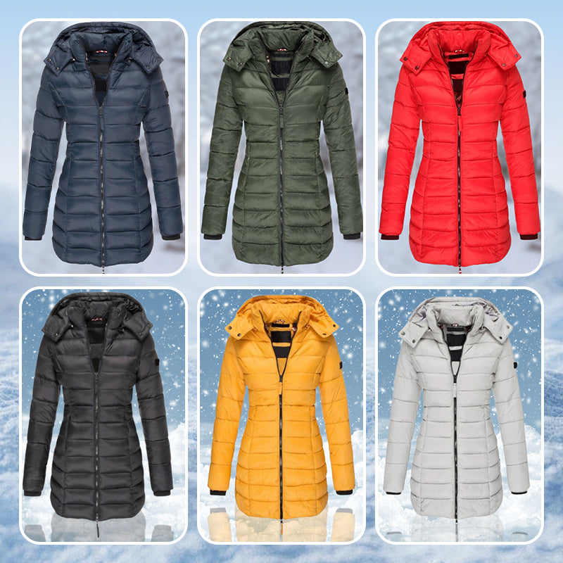 ๐ฅ Winter Women's Mid-length Padded Jacket Warm Solid Color Hooded Jacket