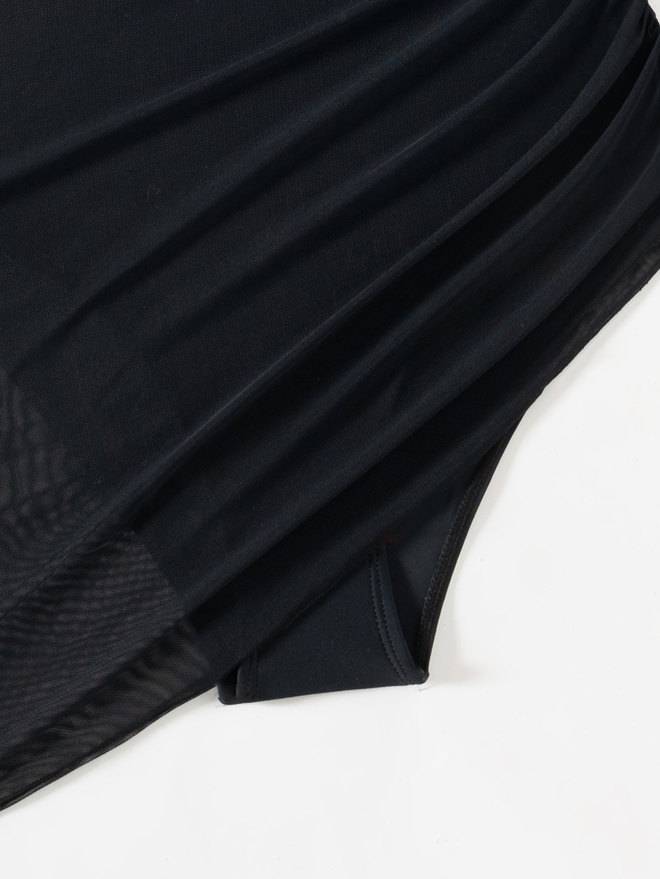 🏝️👙Slimming Mesh Sheer Sarong Wraps Tummy Control Swimsuit - Light and Graceful, Show Off Your Perfect Curves!