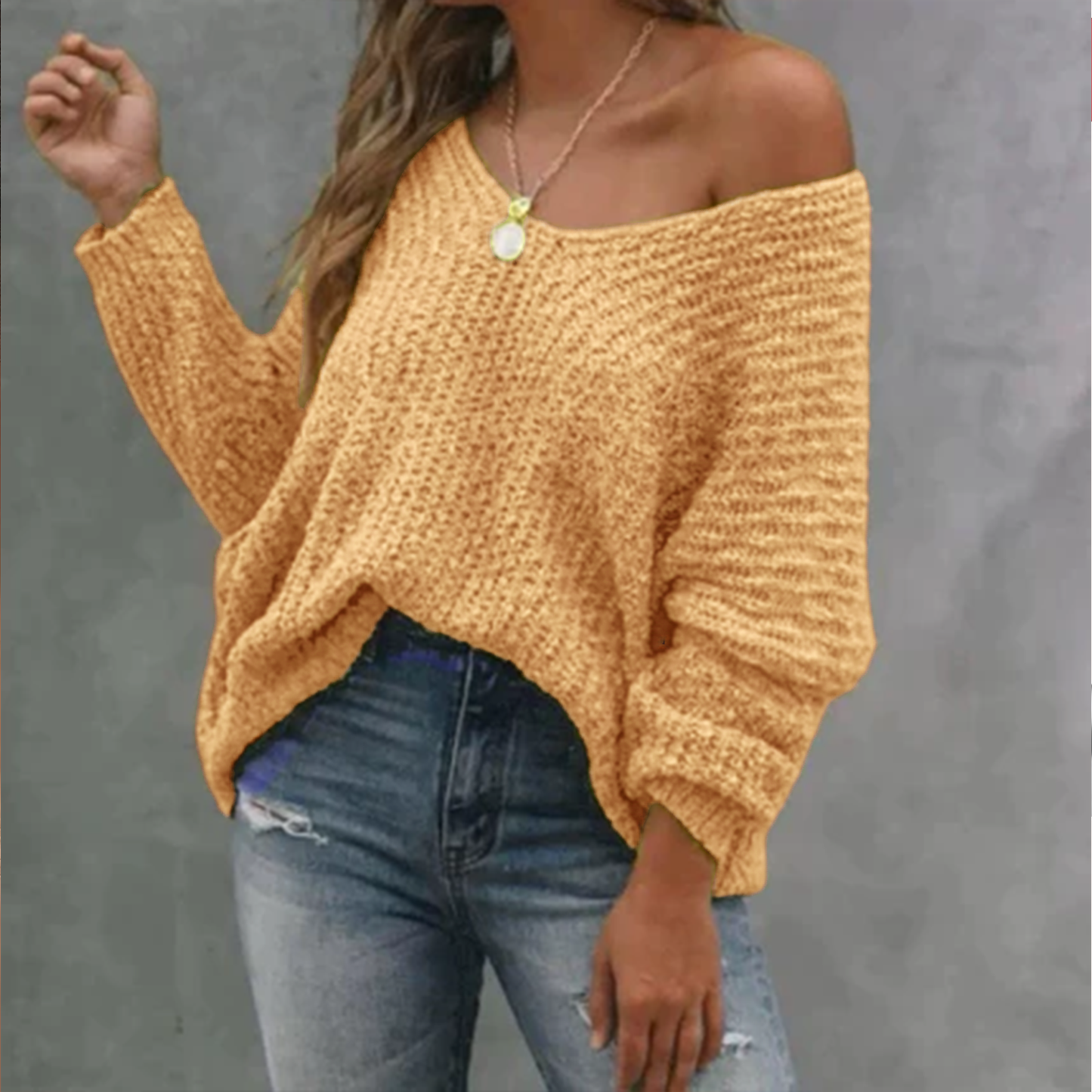 🔥Women's Plain Drop Shoulder V Neck Sweater