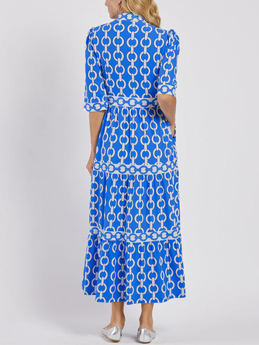 🌸💐Women’s Geometric Print V-Neck Maxi Dress
