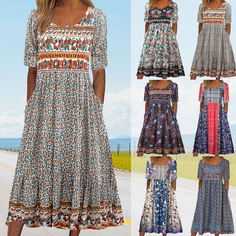 🔥Women’s Elegant Bohemian Print Dress