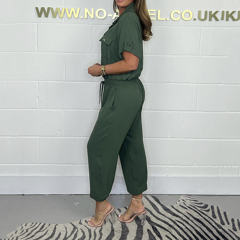 đ·Womenâs Short Sleeved Utility Jumpsuit