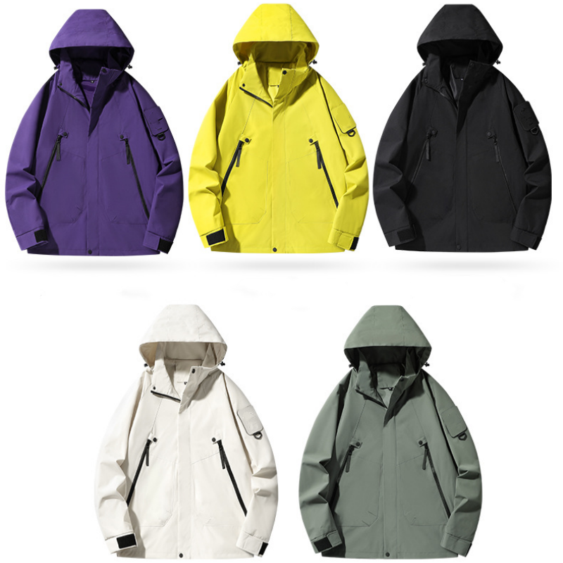 Outdoor Waterproof Windproof Solid Zipper Hooded Jacket