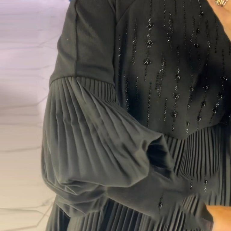 ๐ Women's Plus Size Lantern Sleeve Stand Collar Dress