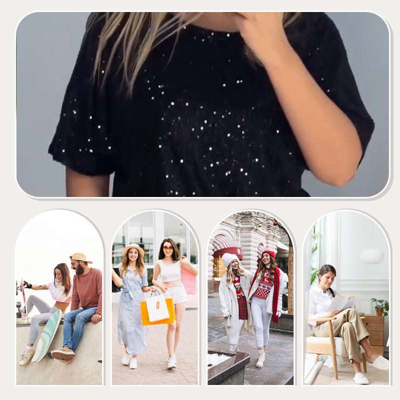 🔥New Hot Selling❤️🔥Women's Sequin Crewneck Top & Loose Trousers💥