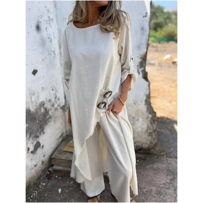 💃2025 Spring-Summer New Dress In Cotton And Linen + Two-piece Trousers