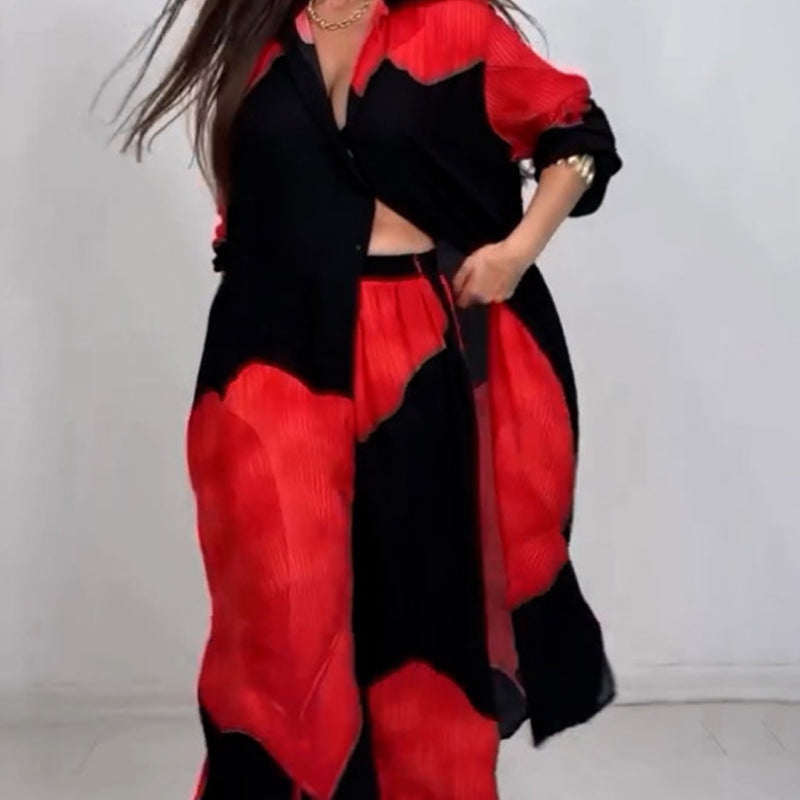 Full Button Down Long Shirt & Drawstring Pants Set