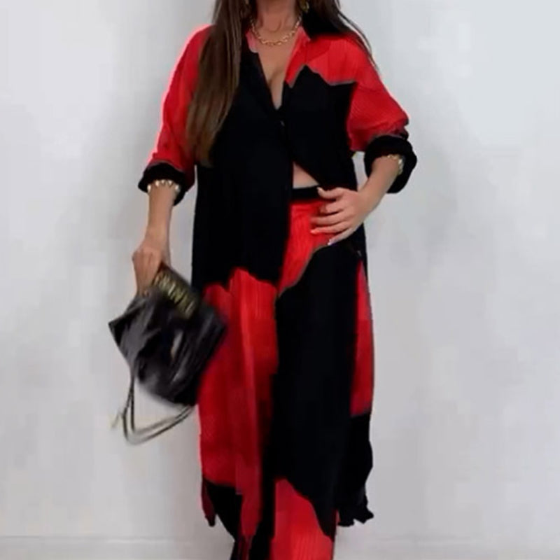 Full Button Down Long Shirt & Drawstring Pants Set