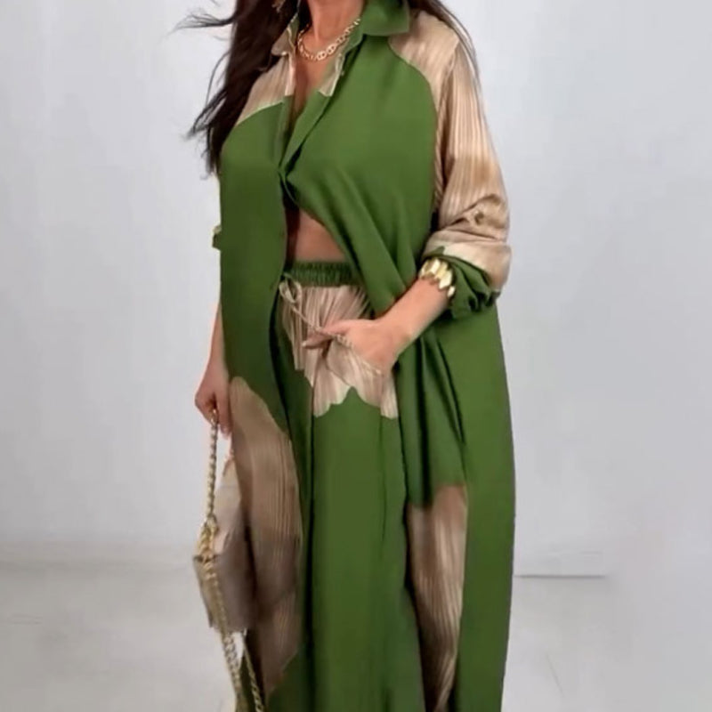 Full Button Down Long Shirt & Drawstring Pants Set