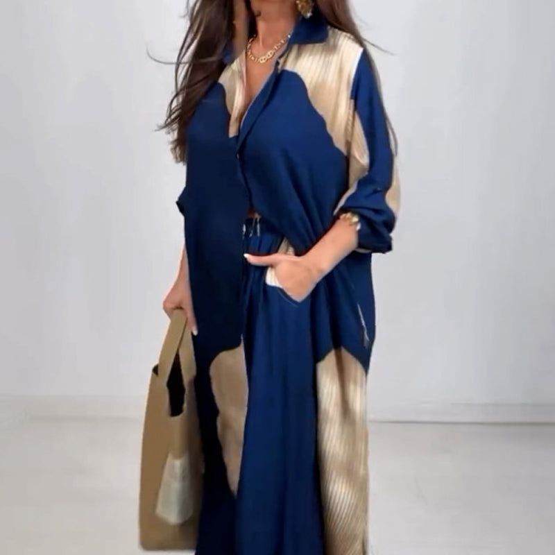 Full Button Down Long Shirt & Drawstring Pants Set