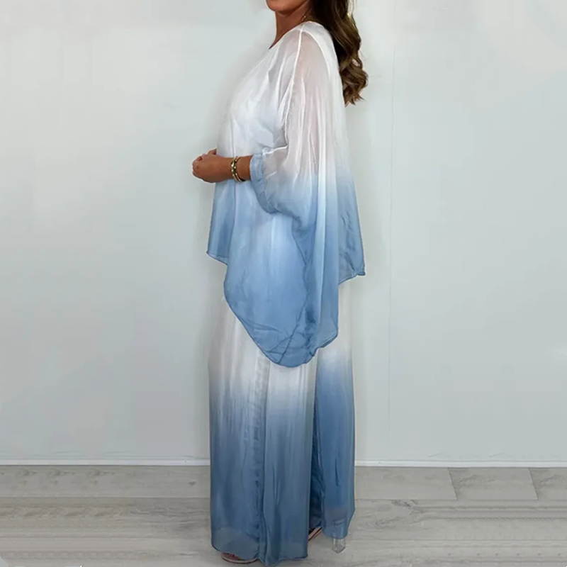 🌸Mesh Mix Dip Dye Loose Flowy Top & Trouser Set