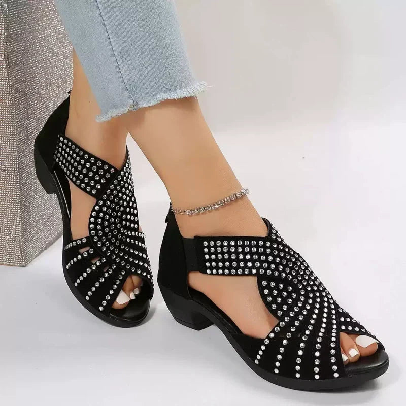 Women's Retro Open Toe Thick Heel Sandals