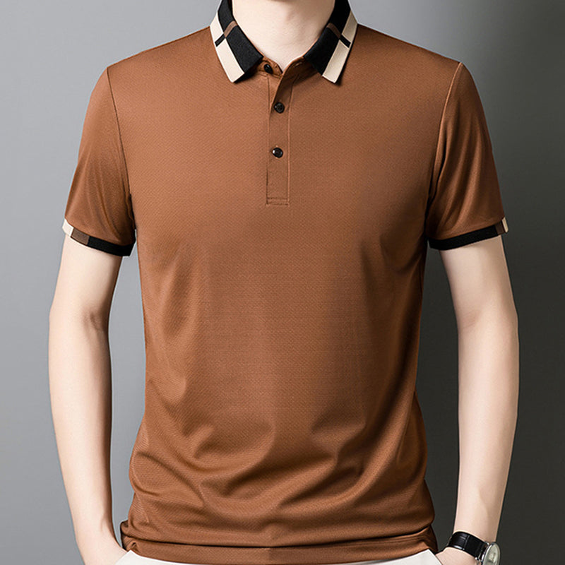 🔥Men's Stretch Ice Silk Short Sleeve Lapel T-shirt