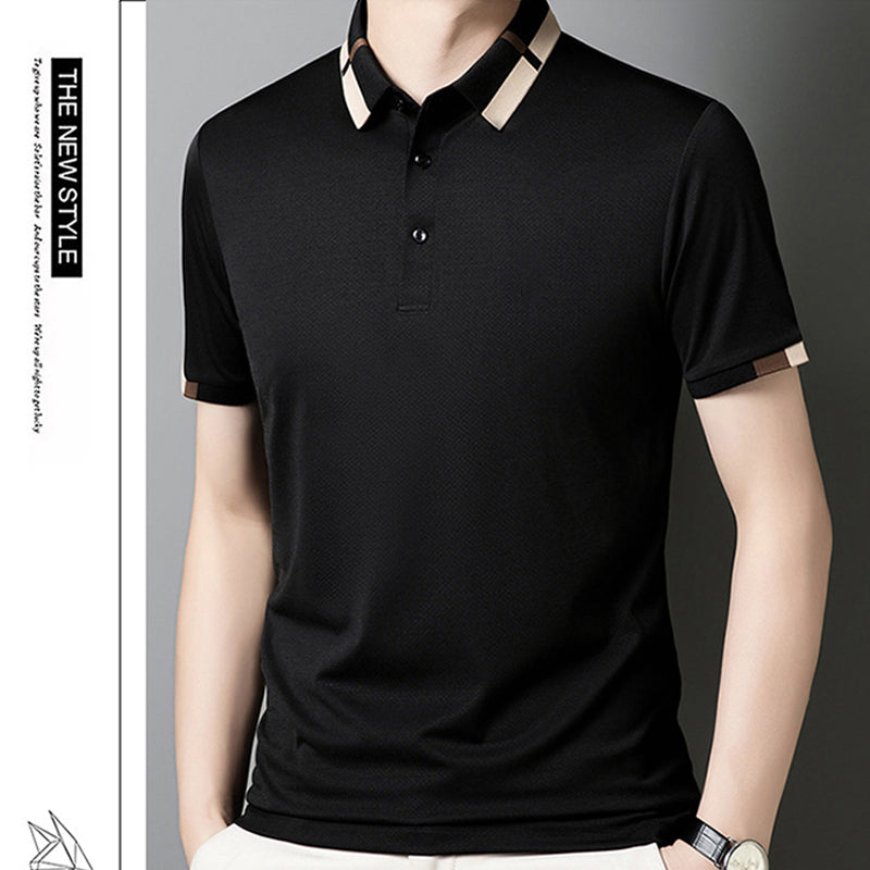 🔥Men's Stretch Ice Silk Short Sleeve Lapel T-shirt