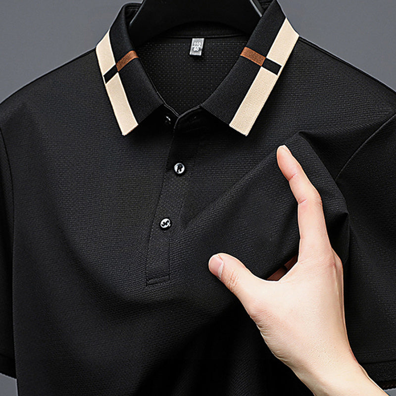 🔥Men's Stretch Ice Silk Short Sleeve Lapel T-shirt