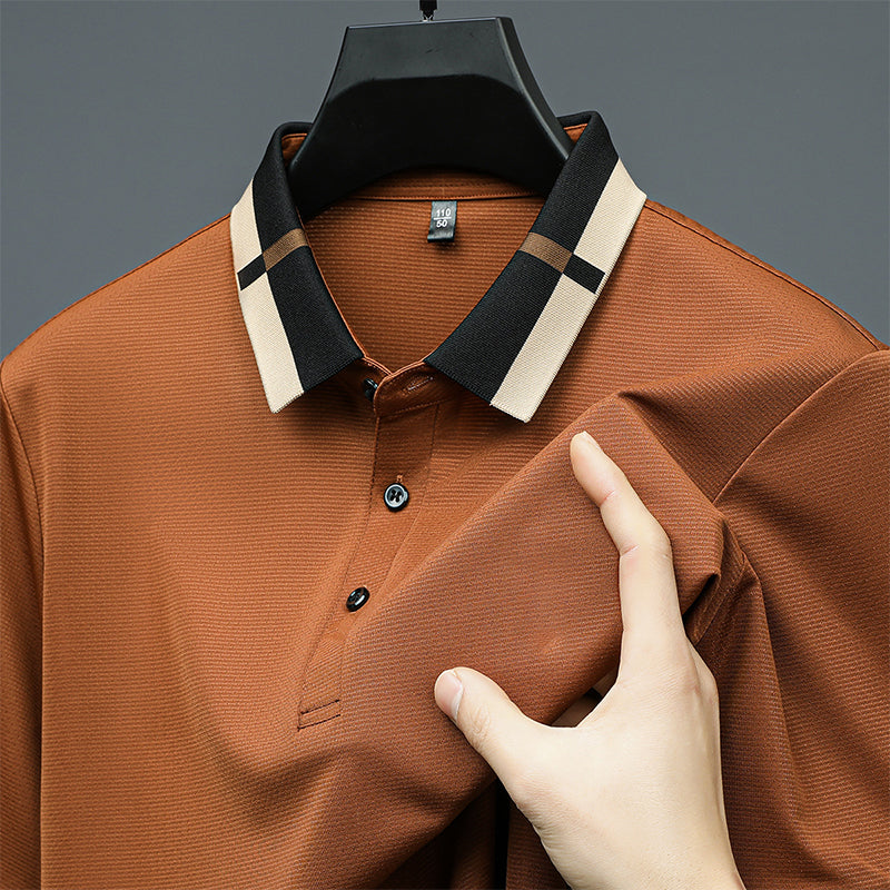 🔥Men's Stretch Ice Silk Short Sleeve Lapel T-shirt