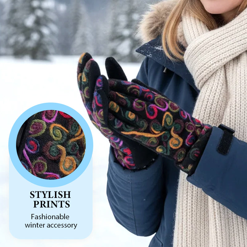 Women's Winter Warm Printed Gloves