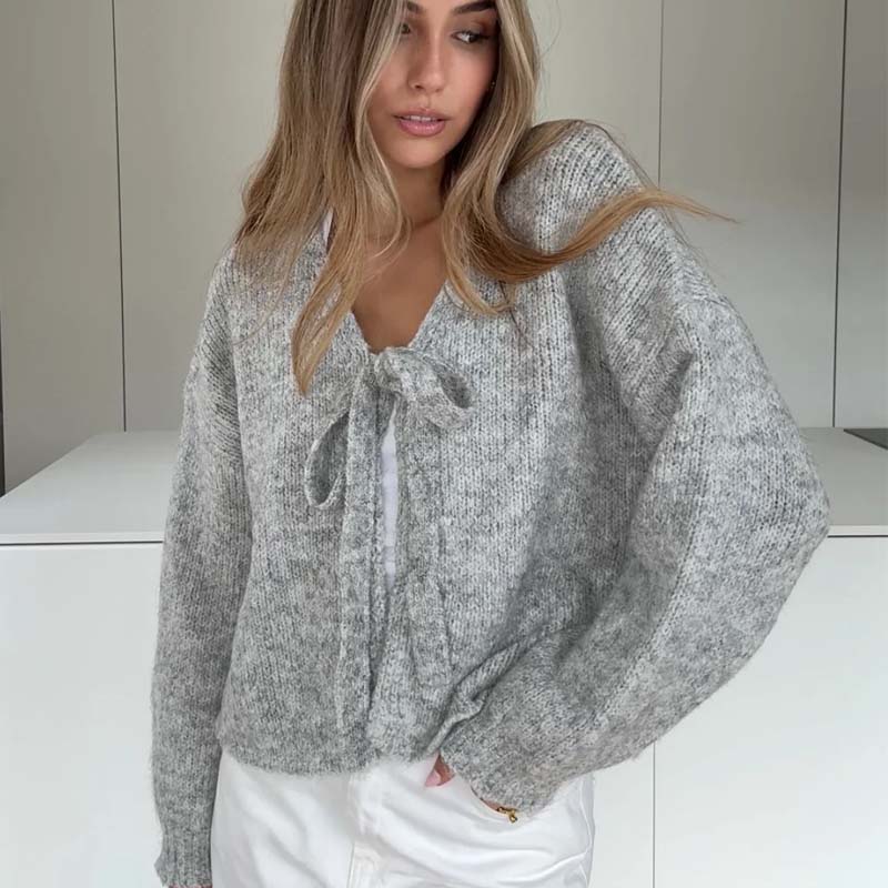 ๐ Women's Cashmere Blend Bow Cardigan โ Soft, Feminine & Timeless Layer for Office, Dates & Casual Days