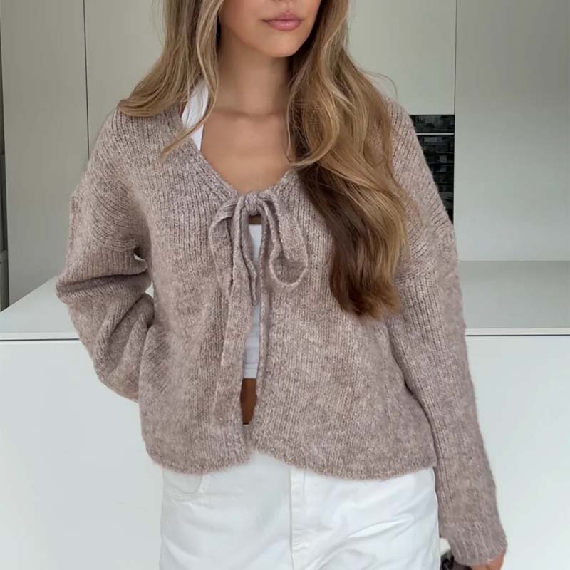 ๐ Women's Cashmere Blend Bow Cardigan โ Soft, Feminine & Timeless Layer for Office, Dates & Casual Days