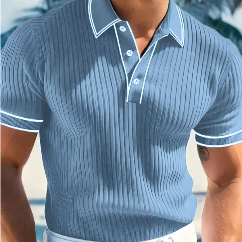 ๐ Summer Casual Short Sleeve Shirt โ Premium Knit, Contrast Tipping, Breathable ๐ด