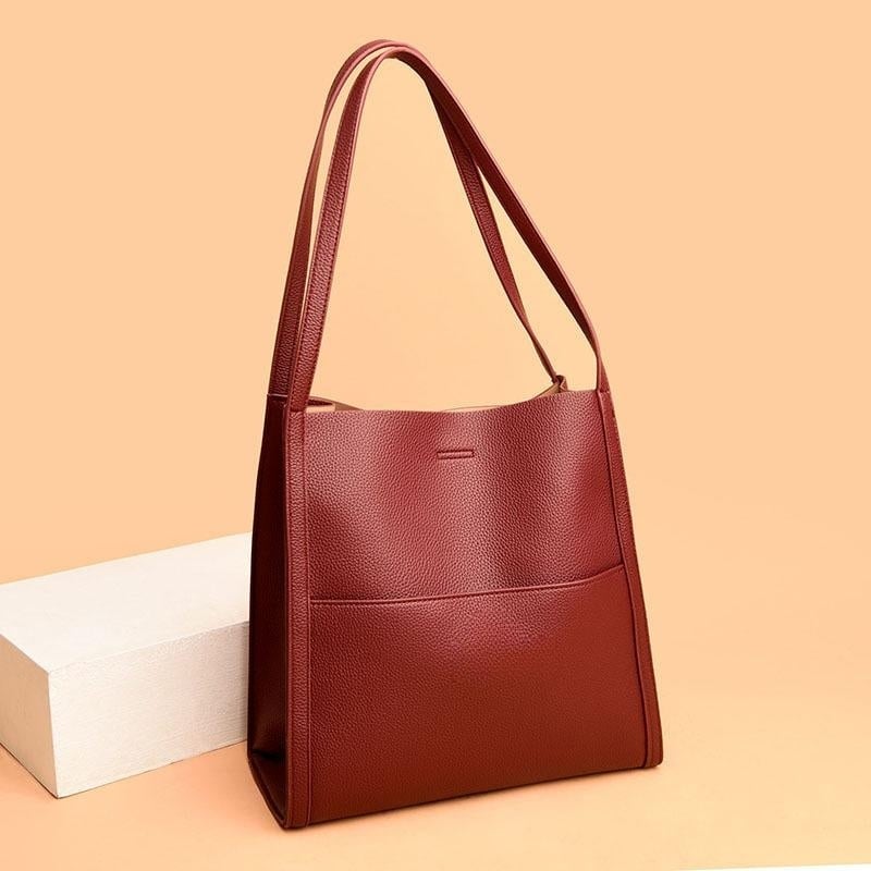 Simple Solid Color PU Leather Shoulder Bag