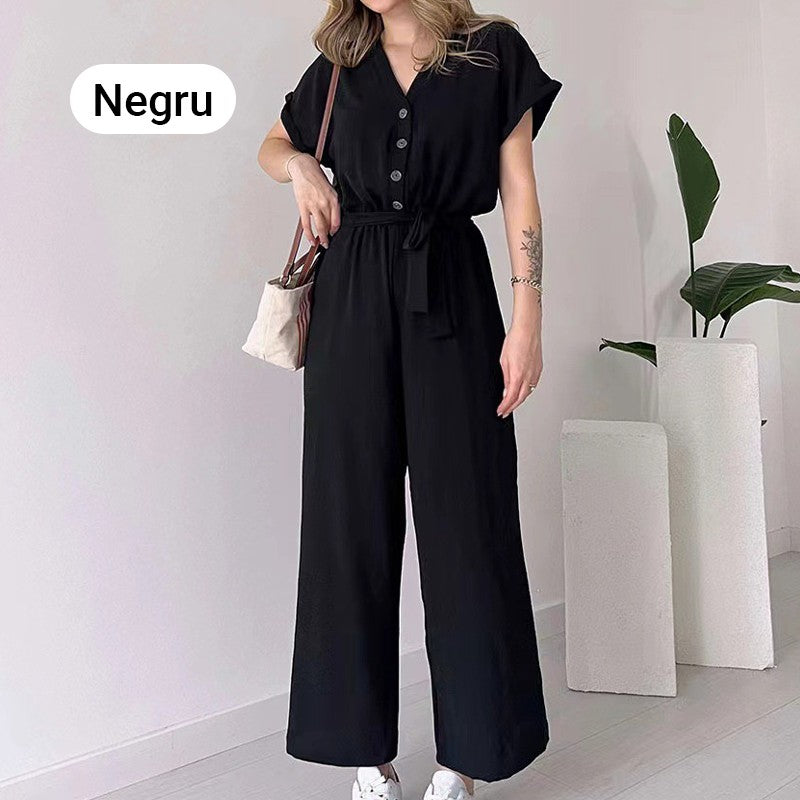 💖 Women's V-Neck Short Sleeve V-Neck Casual Jumpsuit