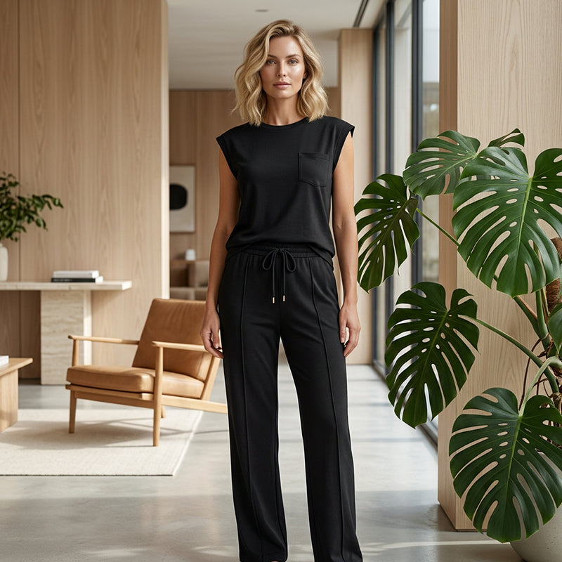 💖Women's Casual Sleeveless Top and Drawstring Pants 2-Piece Set