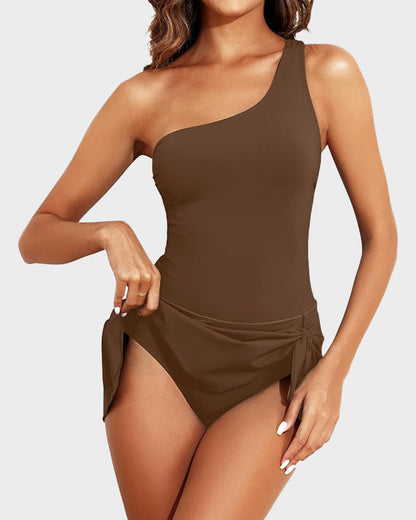 ⛱️One Shoulder Skirted One Piece Swimsuit