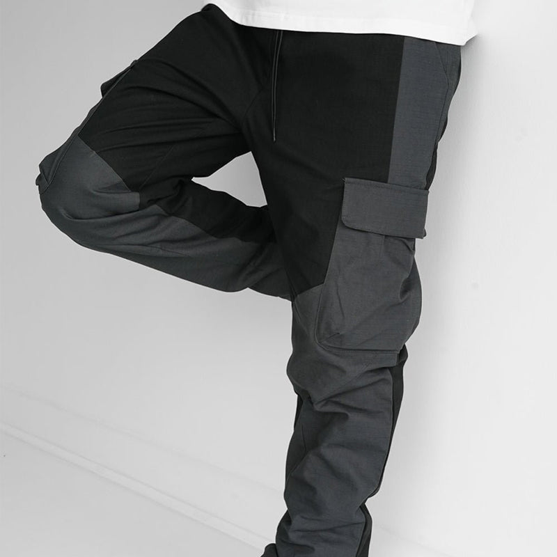 Men's Patchwork Multi-Pockets Drawstring Elastic Waist Cargo Pants