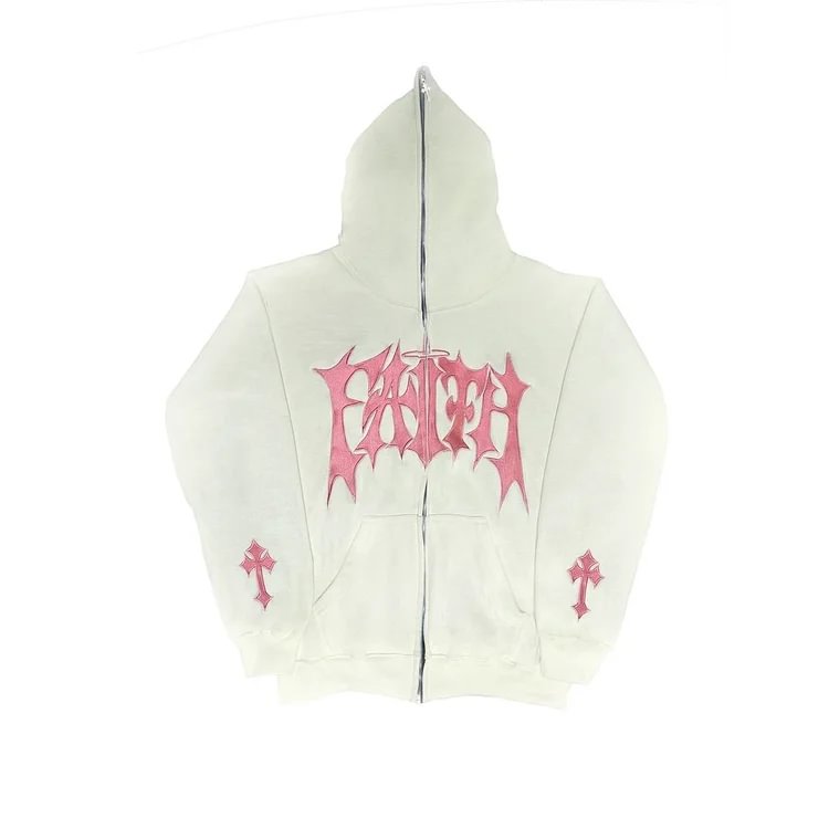 HOODED ZIP WITH EMBROIDERED LETTERS HOODIE