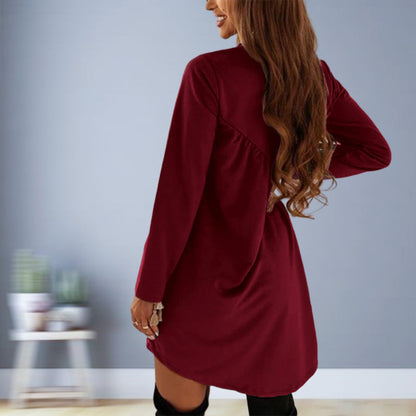 ✈Buy 2 and get free shipping✈Women's Loose Round Neck Long Sleeve Dress with Ruffles