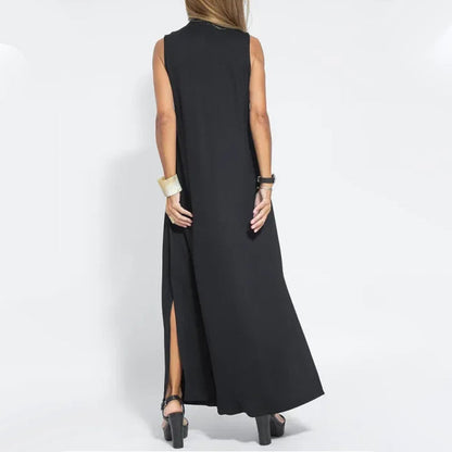 Buy 2 free shipping Sleeveless Deep V-Neck Loose Maxi Dress