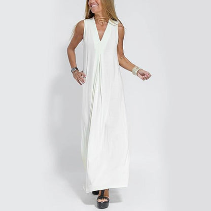 Buy 2 free shipping Sleeveless Deep V-Neck Loose Maxi Dress