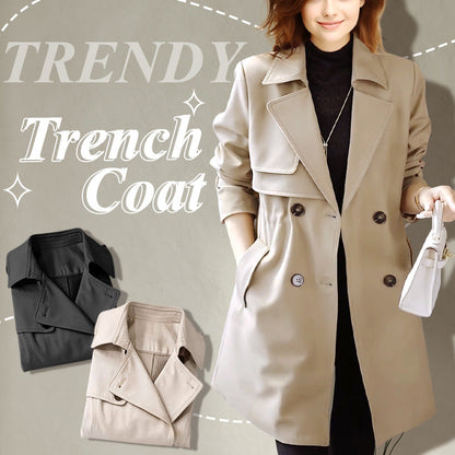 Comfortable Waisted Lapel Trench Coat