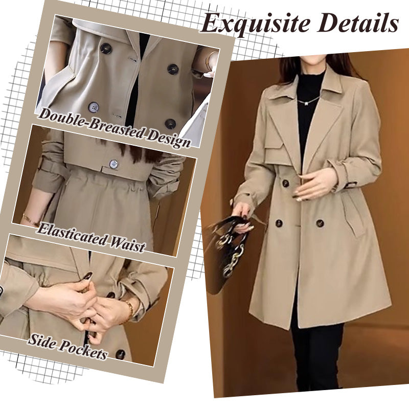 Comfortable Waisted Lapel Trench Coat