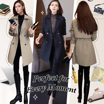 Comfortable Waisted Lapel Trench Coat