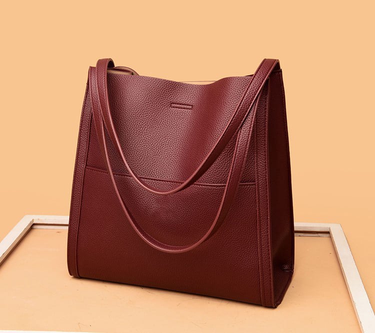 Simple Solid Color PU Leather Shoulder Bag