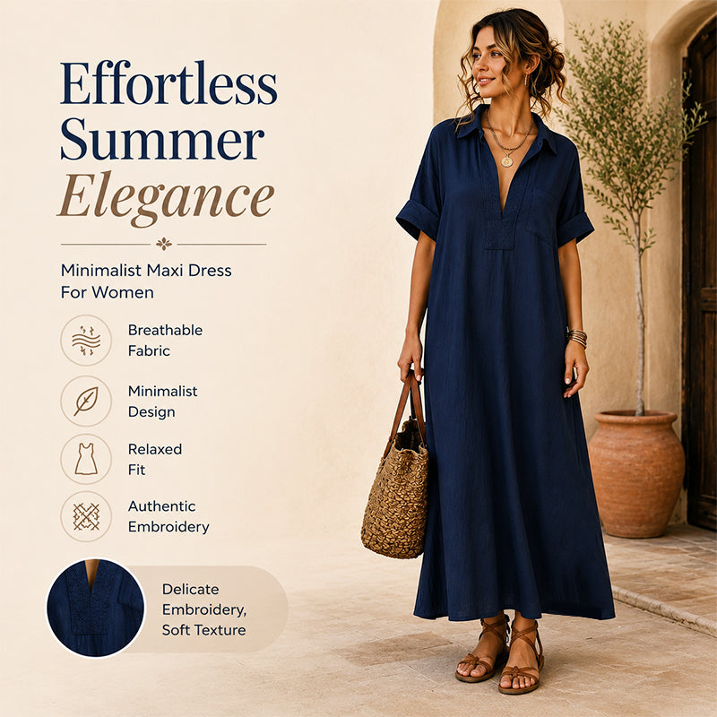 Women’s Minimalist Solid Color Maxi Dress