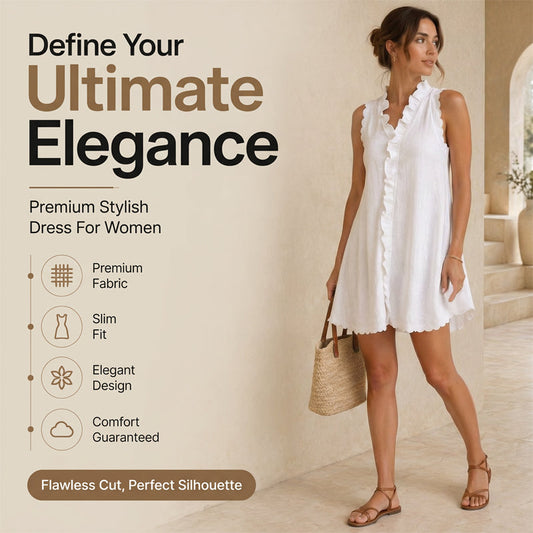 Women's Ruffle Trim Button-Front Mini Dress