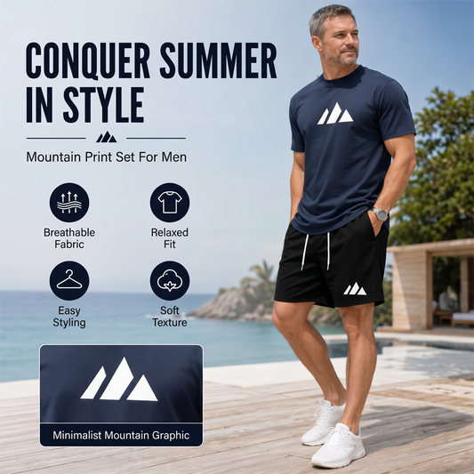 Men's Short Sleeve T-Shirt & Drawstring Shorts Set