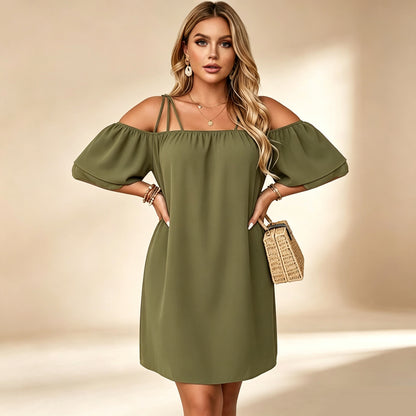 👗 Women's Elegant Solid Color Mini Dress