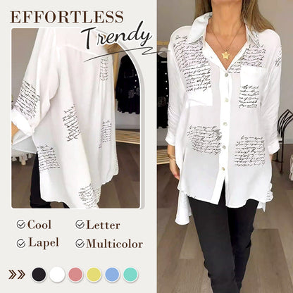 Letter Print Fashion Lapel Shirt