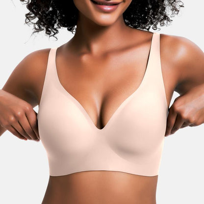 💜LAST DAY-50% OFF💜Jelly Wireless Womens Comfortable Wireless Bras Push Up Bralettes Seamless Tshirts Bras Deep V Everyday Bras