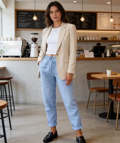 🌸Women's  Elastic Waist Cotton Linen Casual Pants